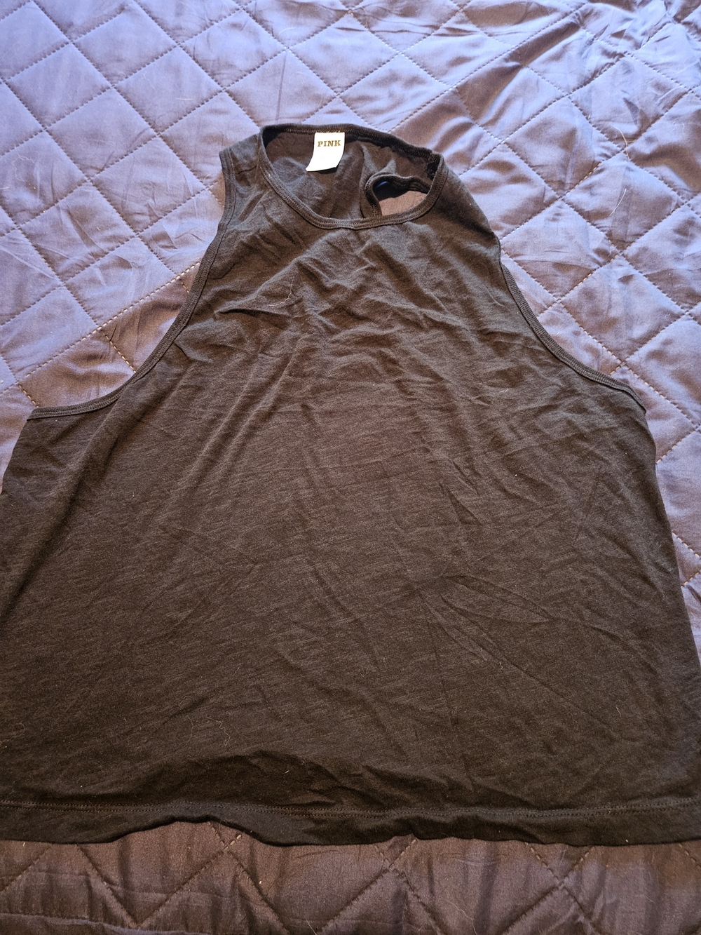 PINK Victoria's Secret Women's Black Sleeveless Crop Tank Top Size Lg